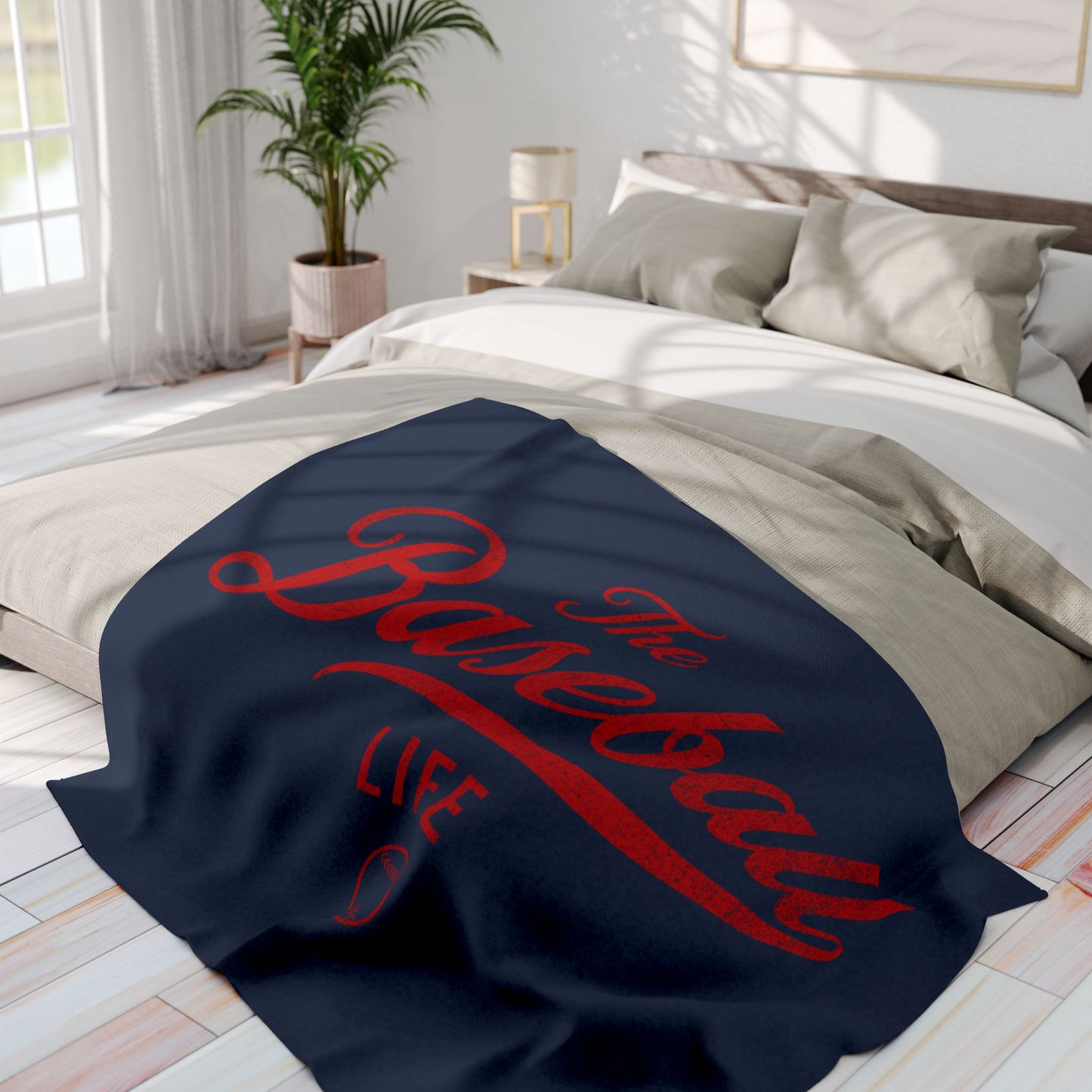 Fleece Blanket_Navyw Red Print