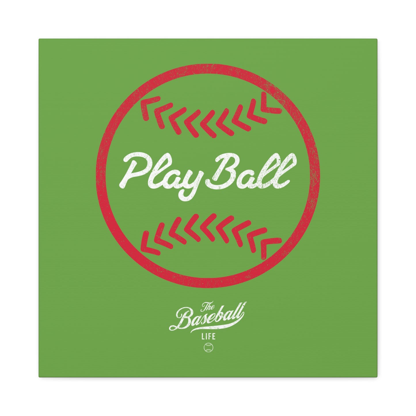 Play Ball Graphic Baseball Wall Art Canvas_Grass Green