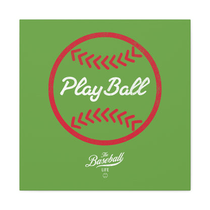 Play Ball Graphic Baseball Wall Art Canvas_Grass Green
