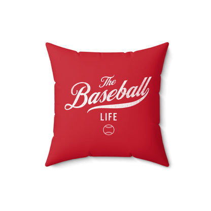 The Baseball Life Accent Pillow_Red w White Print