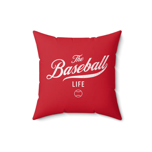 The Baseball Life Accent Pillow_Red w White Print