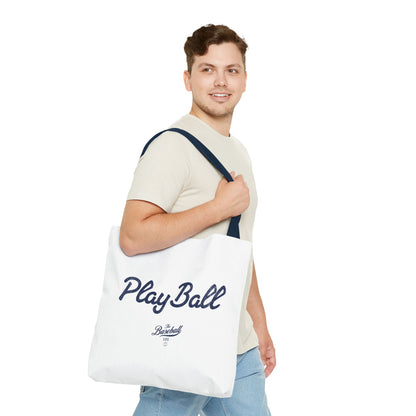 Play Ball Tote Bag_White with Navy Print