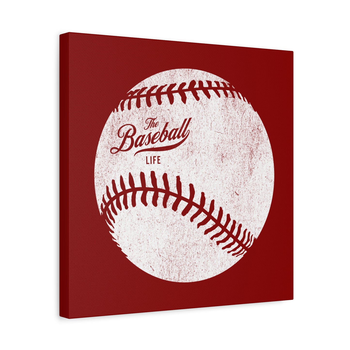 Weathered Baseball Wall Art Canvas_Cardinal Red