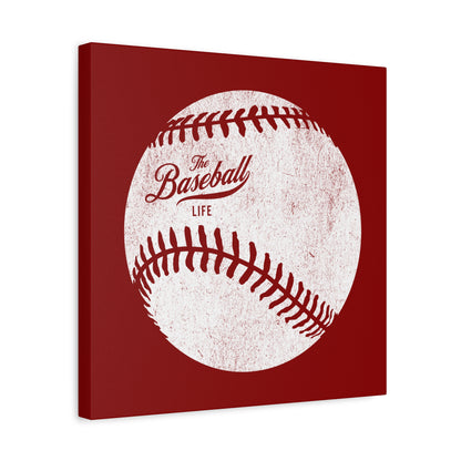 Weathered Baseball Wall Art Canvas_Cardinal Red