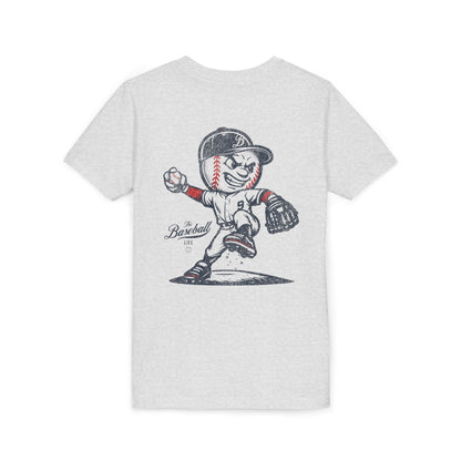 Youth Mr. Baseball Mascot Pitching T-Shirt