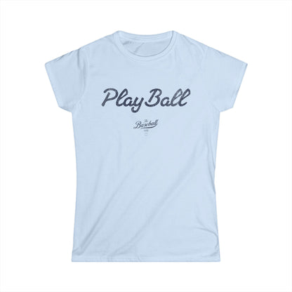 Women's Play Ball Baseball T-Shirt - Navy Print