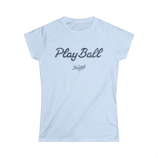 Women's Play Ball Baseball T-Shirt - Navy Print