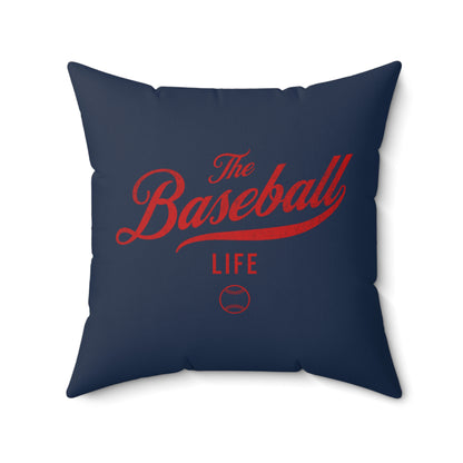 The Baseball Life Accent Pillow_Navy w Red Print