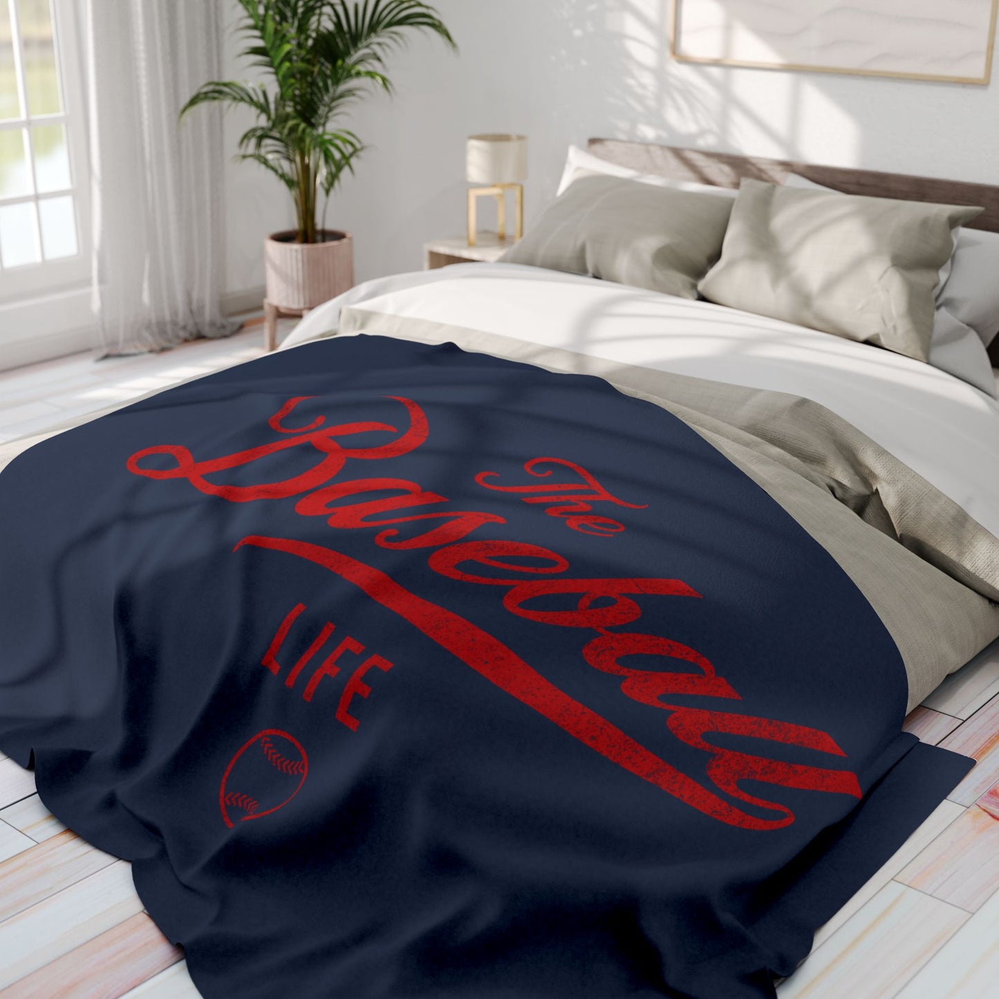 Fleece Blanket_Navyw Red Print