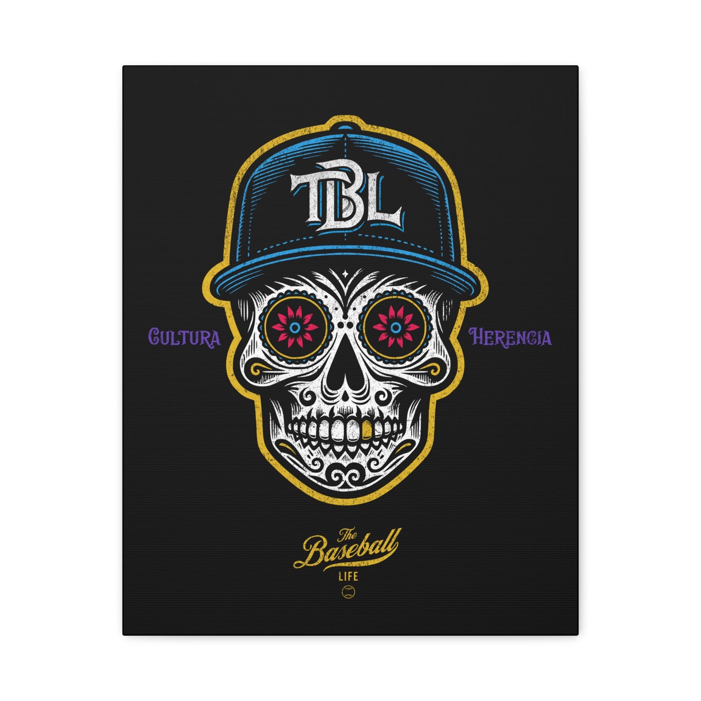 Beisbol Sugar Skull Series_Player 1 Wall Art Canvas_Black