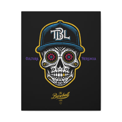 Beisbol Sugar Skull Series_Player 1 Wall Art Canvas_Black