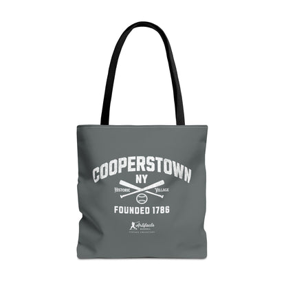 Cooperstown, NY Tote Bag_Dark Gray w White Print