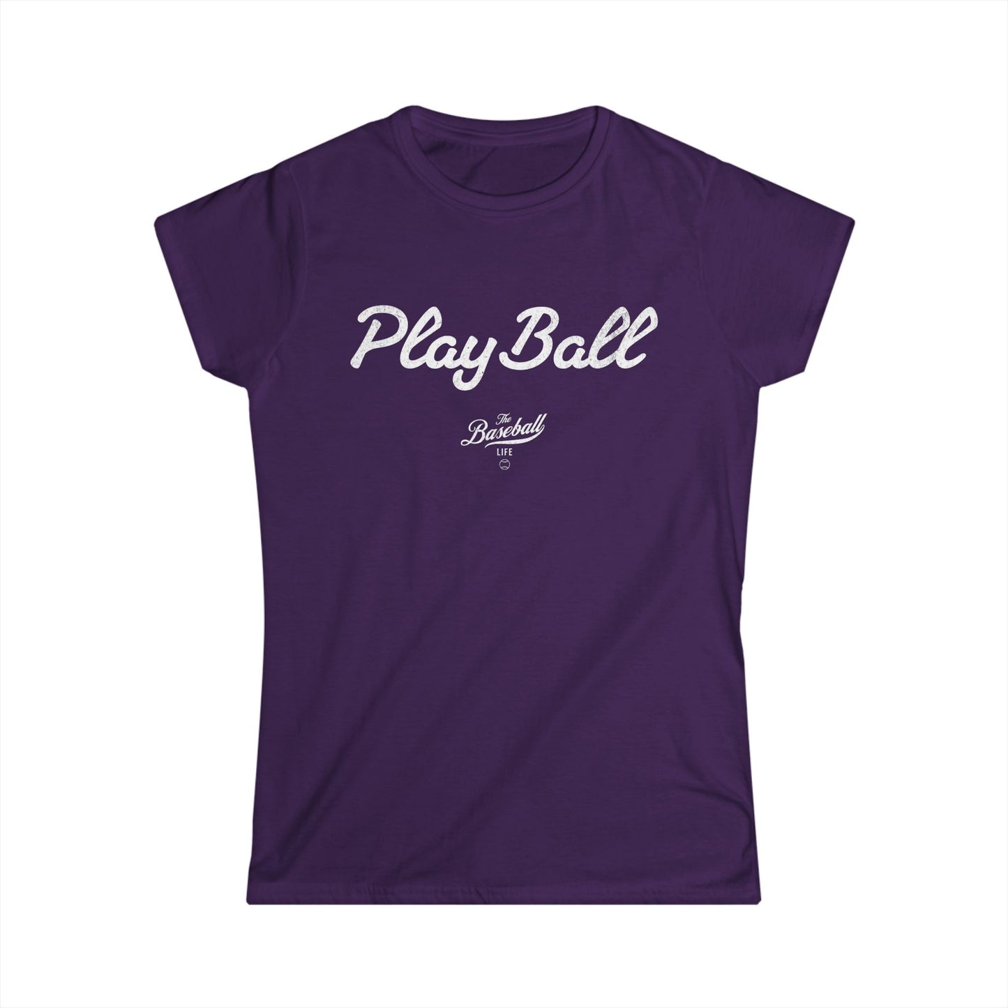 Women's Play Ball Baseball T-Shirt - White Print