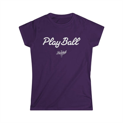 Women's Play Ball Baseball T-Shirt - White Print