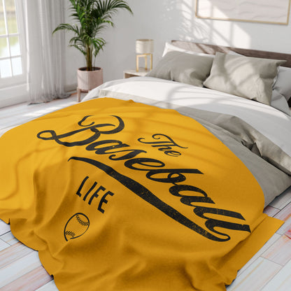 Fleece Blanket_Yellow Gold w Black Print