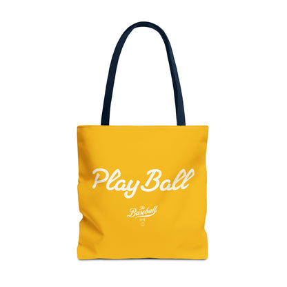 Play Ball Tote Bag_Yellow Gold with White Print