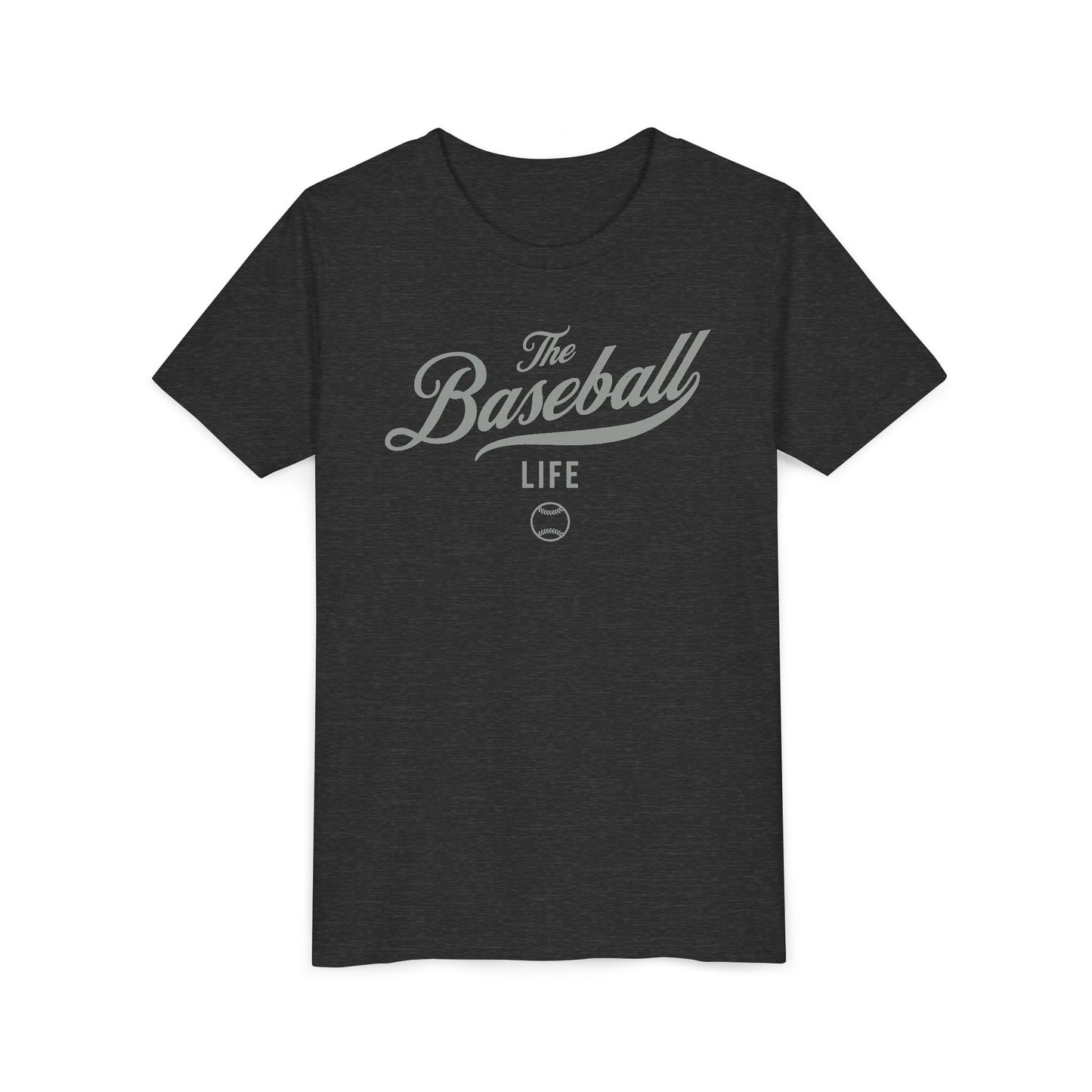 Youth The Baseball Life Classic Script T-Shirt_Silver Gray Print