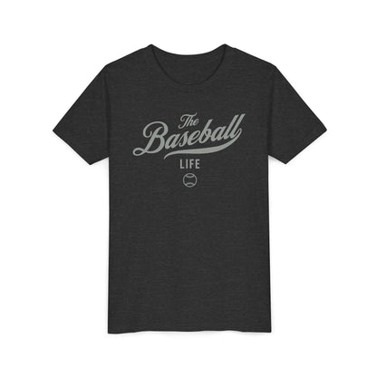 Youth The Baseball Life Classic Script T-Shirt_Silver Gray Print