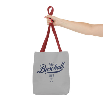 The Baseball Life Tote Bag_Gray w Navy Print