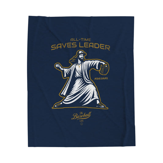 Velveteen Plush Blanket_All-Time Saves Leader_Navy