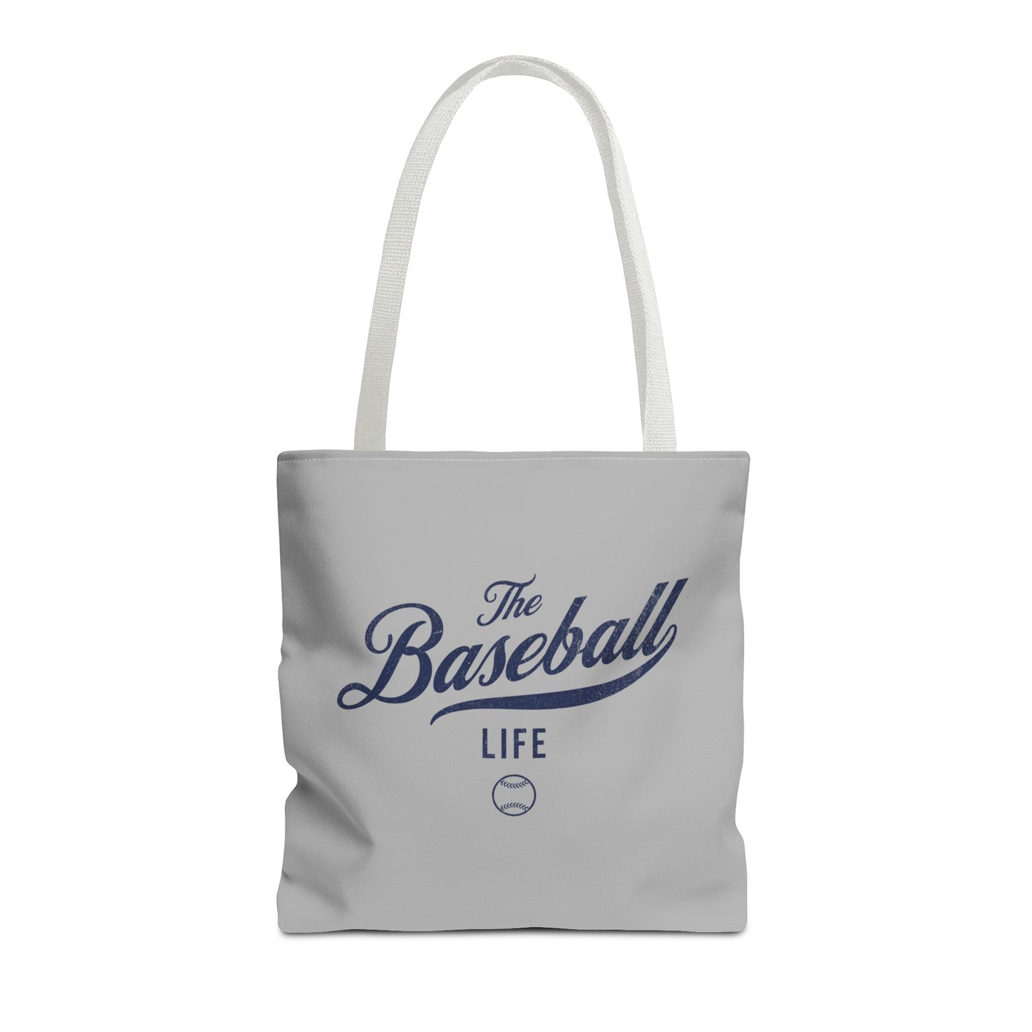The Baseball Life Tote Bag_Gray w Navy Print