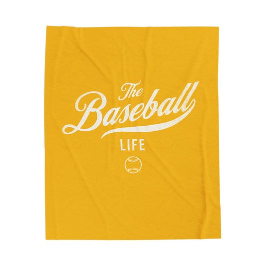 Velveteen Plush Blanket_Yellow Gold with White Print
