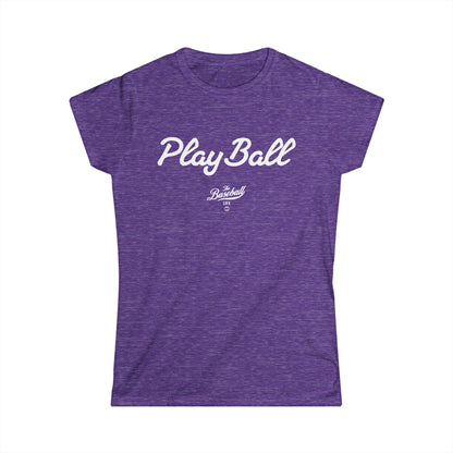 Play Ball Women's Baseball T-Shirt - White Print