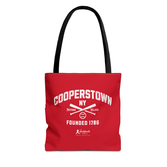 Cooperstown, NY Tote Bag_Red w White Print