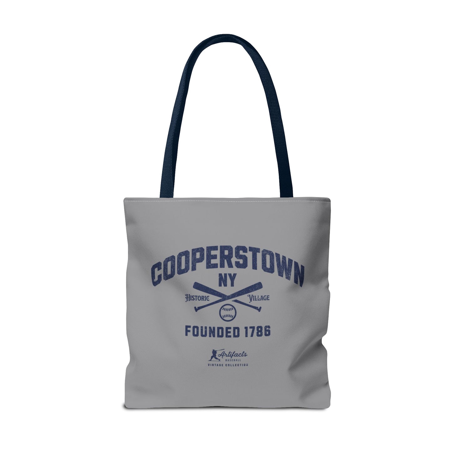 Cooperstown, NY Tote Bag_Gray w Navy Print