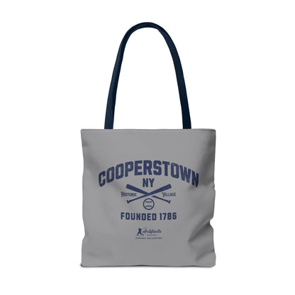 Cooperstown, NY Tote Bag_Gray w Navy Print