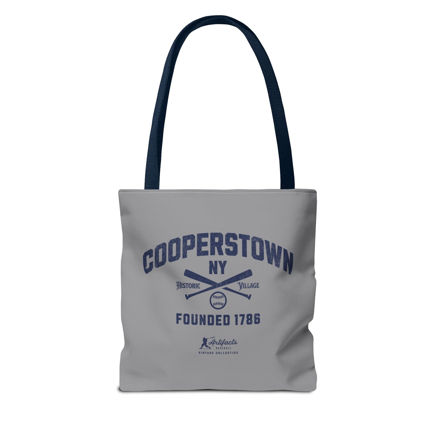 Cooperstown, NY Tote Bag_Gray w Navy Print