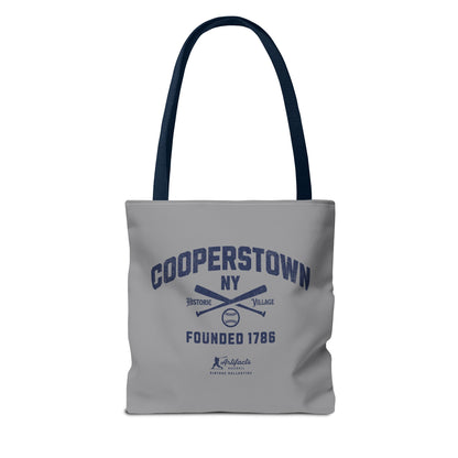 Cooperstown, NY Tote Bag_Gray w Navy Print