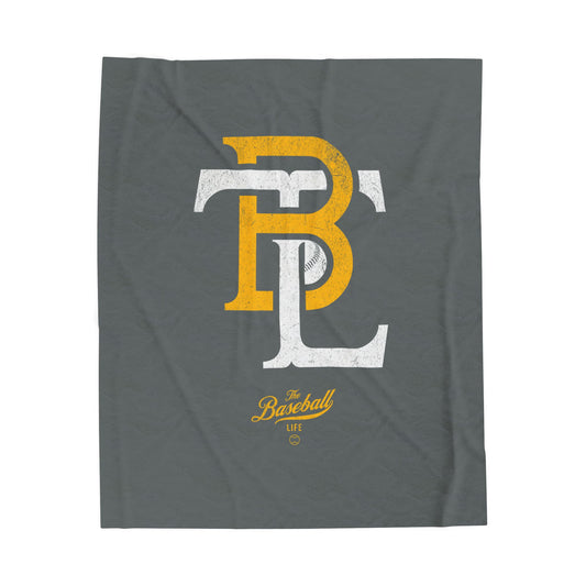 Velveteen Plush Blanket_The Baseball Life Retro Insignia_Dark Gray