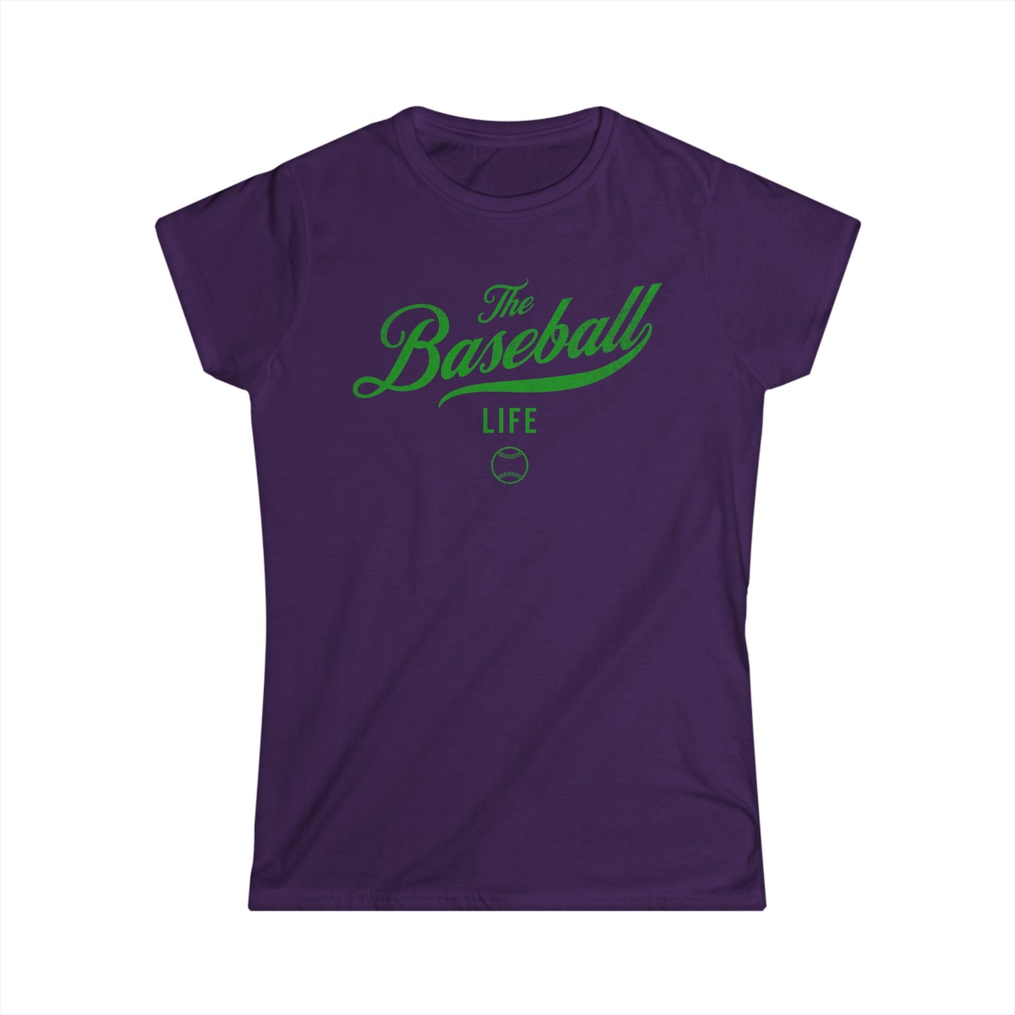 The Baseball Life Classic Script Tee_Women's_Green Print