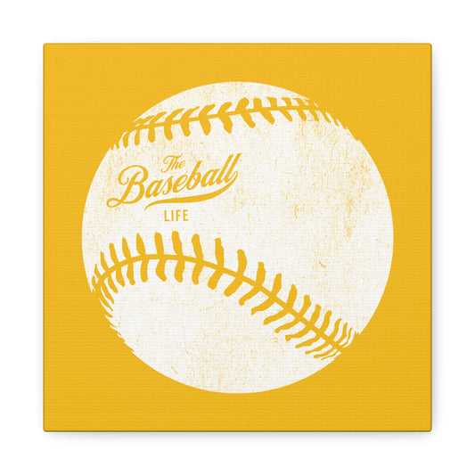 Weathered Baseball Wall Art Canvas_Yellow Gold