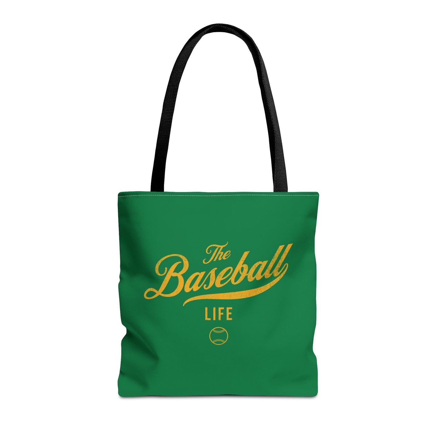 The Baseball Life Tote Bag_Green w Yellow Gold Print