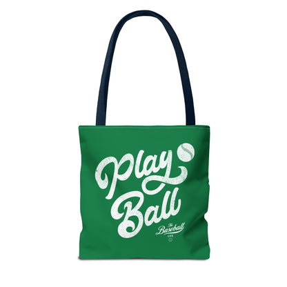Play Ball Script Tote Bag_Green