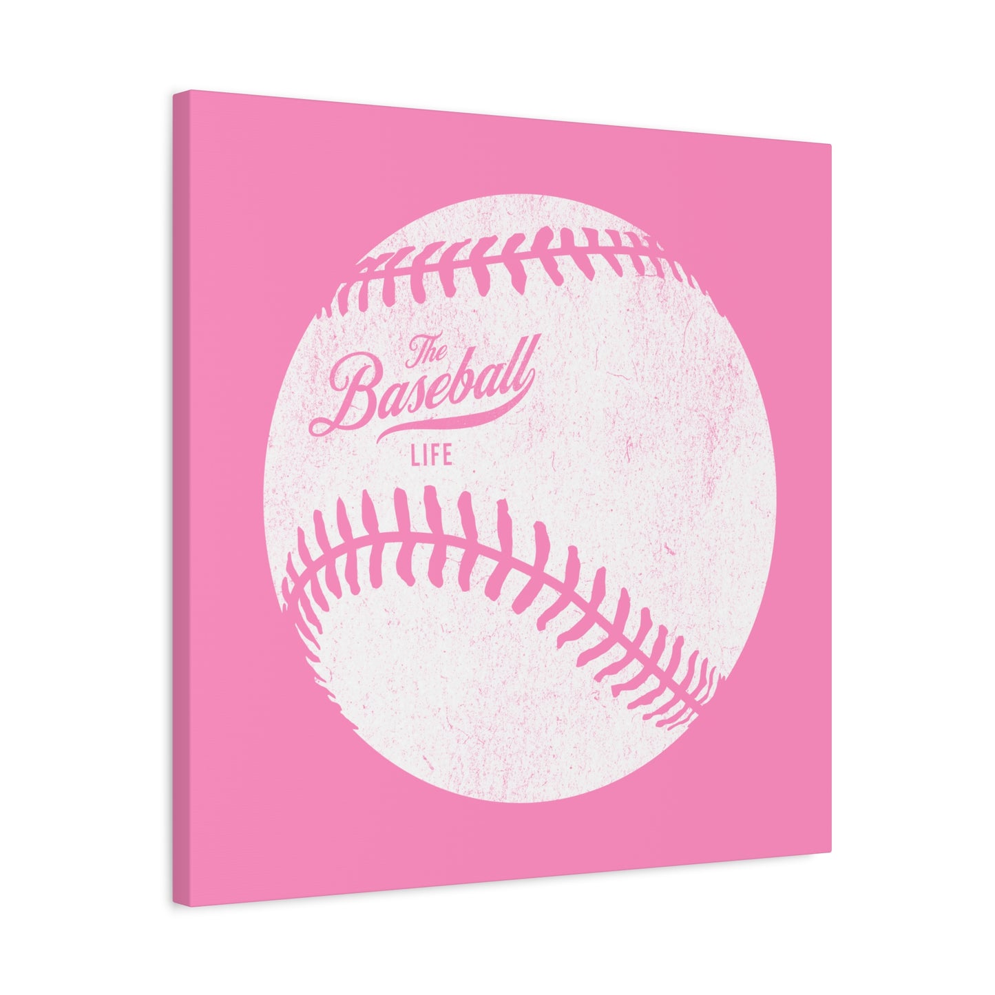 Weathered Baseball Wall Art Canvas_Bubble Gum Pink