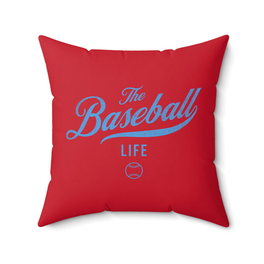 The Baseball Life Accent Pillow_Red w Carolina Blue Print