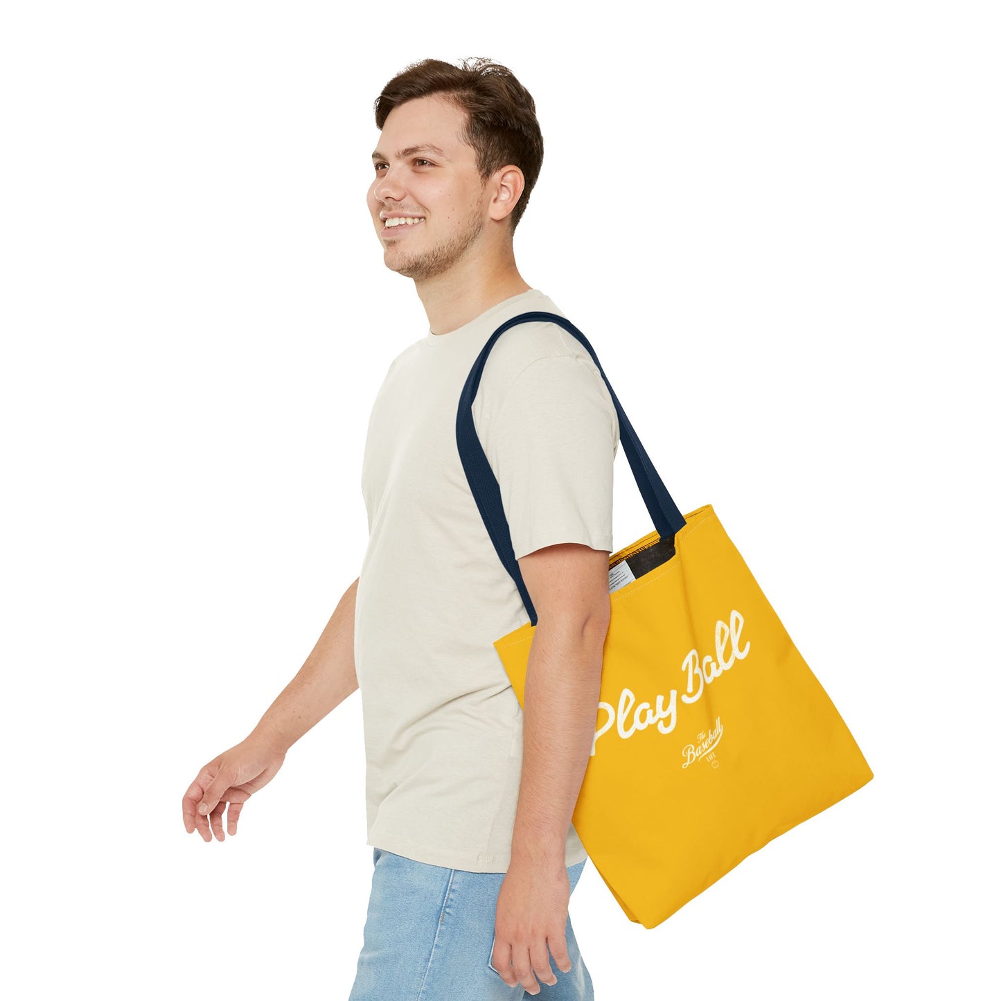 Play Ball Tote Bag_Yellow Gold with White Print