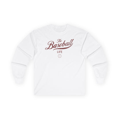 The Baseball Life Long Sleeve T-Shirt_Maroon Print