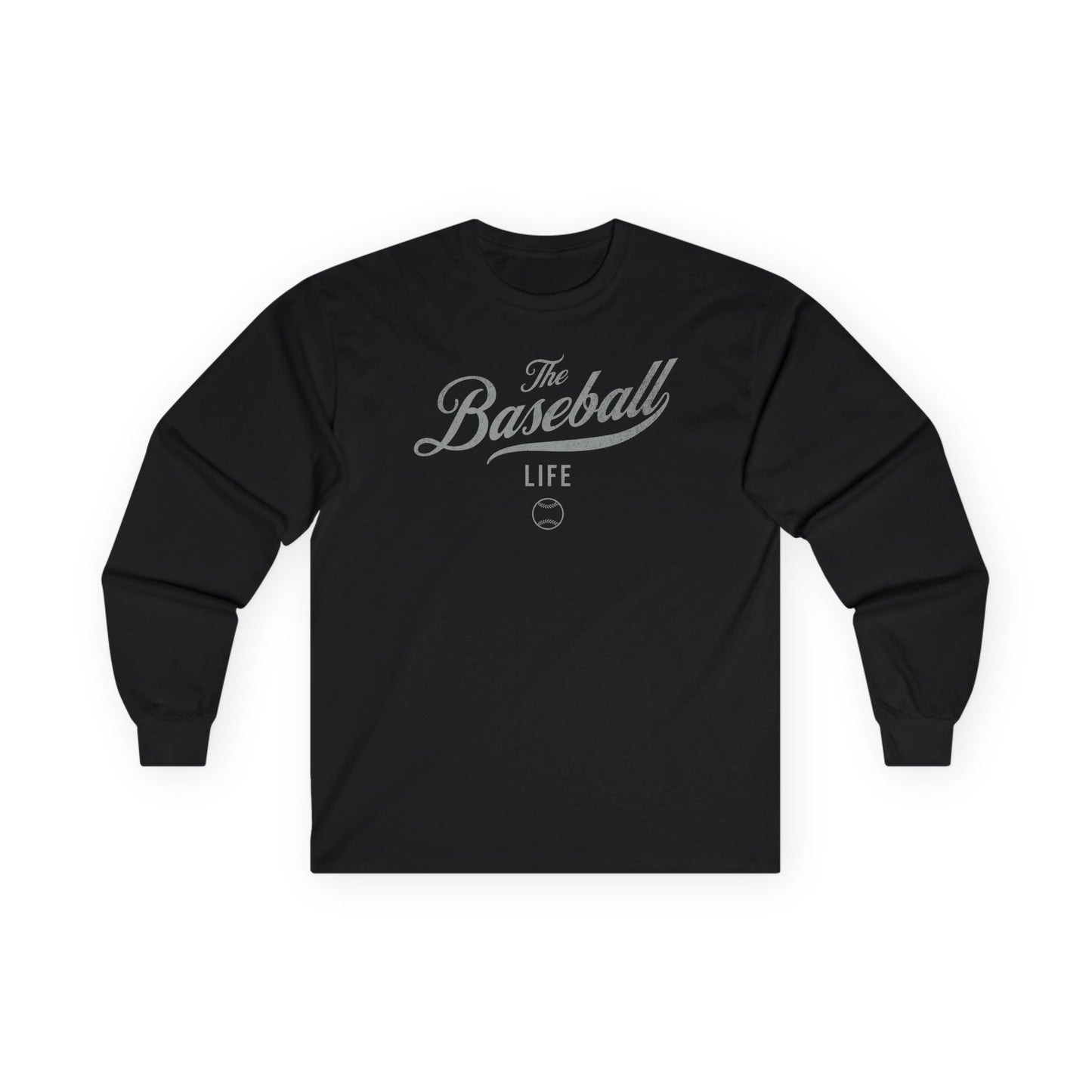 The Baseball Life Long Sleeve T-Shirt_Silver Gray Print