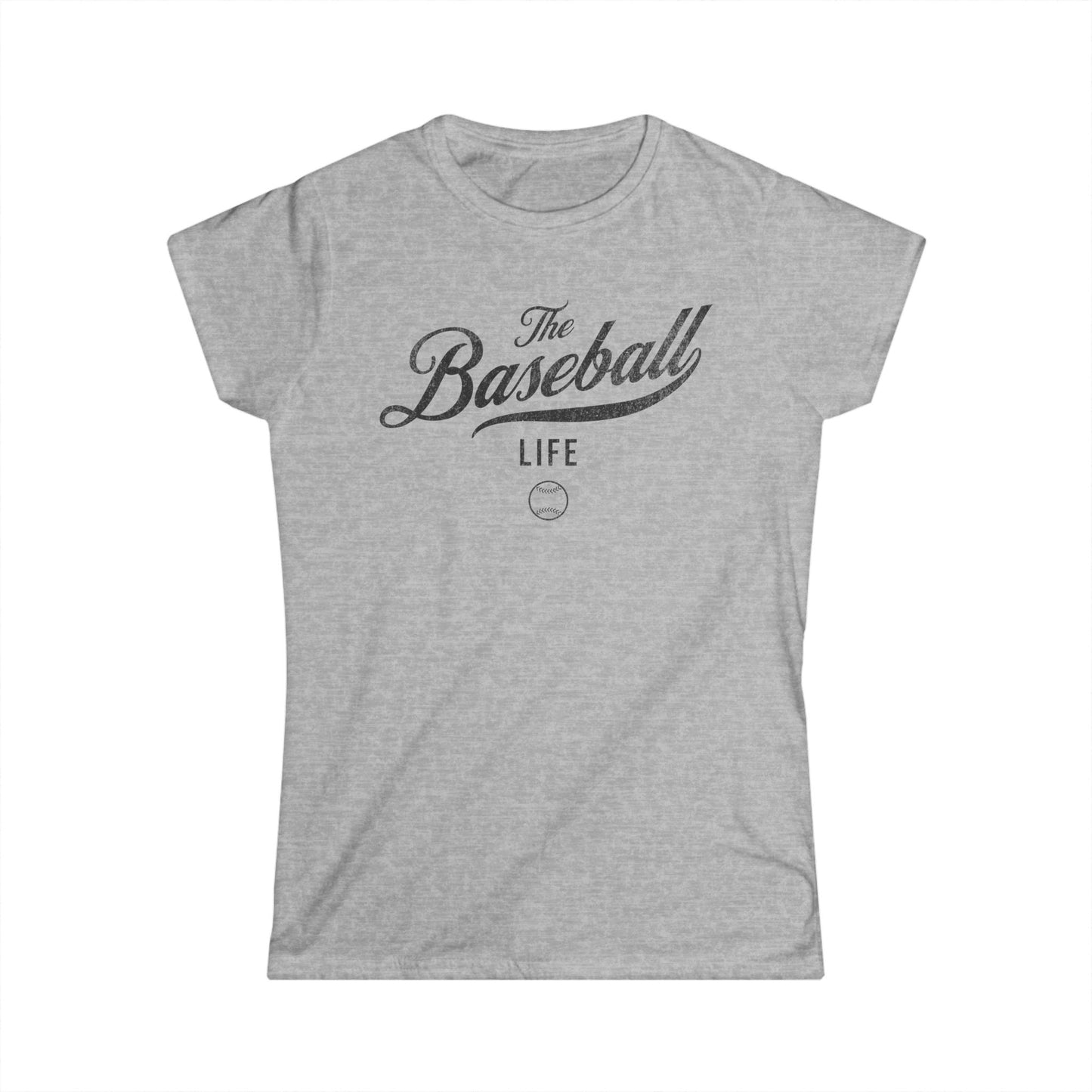 The Baseball Life Classic Script Tee_Women's_Black Print