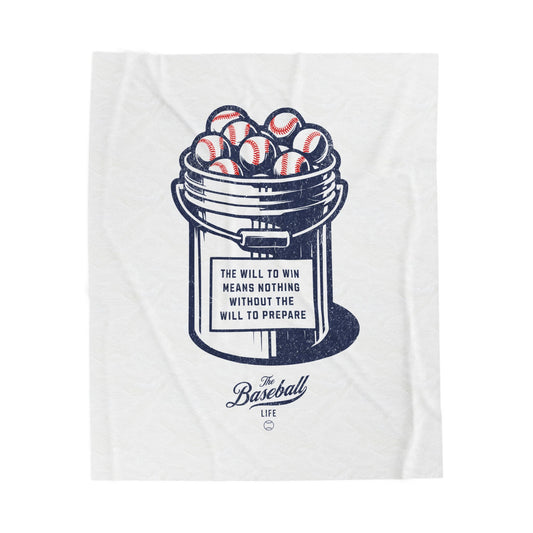 Velveteen Plush Blanket_Bucket of Balls (The Will To Prepare)_White