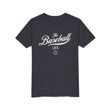 Youth The Baseball Life Classic Script T-Shirt_White Print