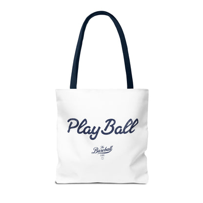 Play Ball Tote Bag_White with Navy Print