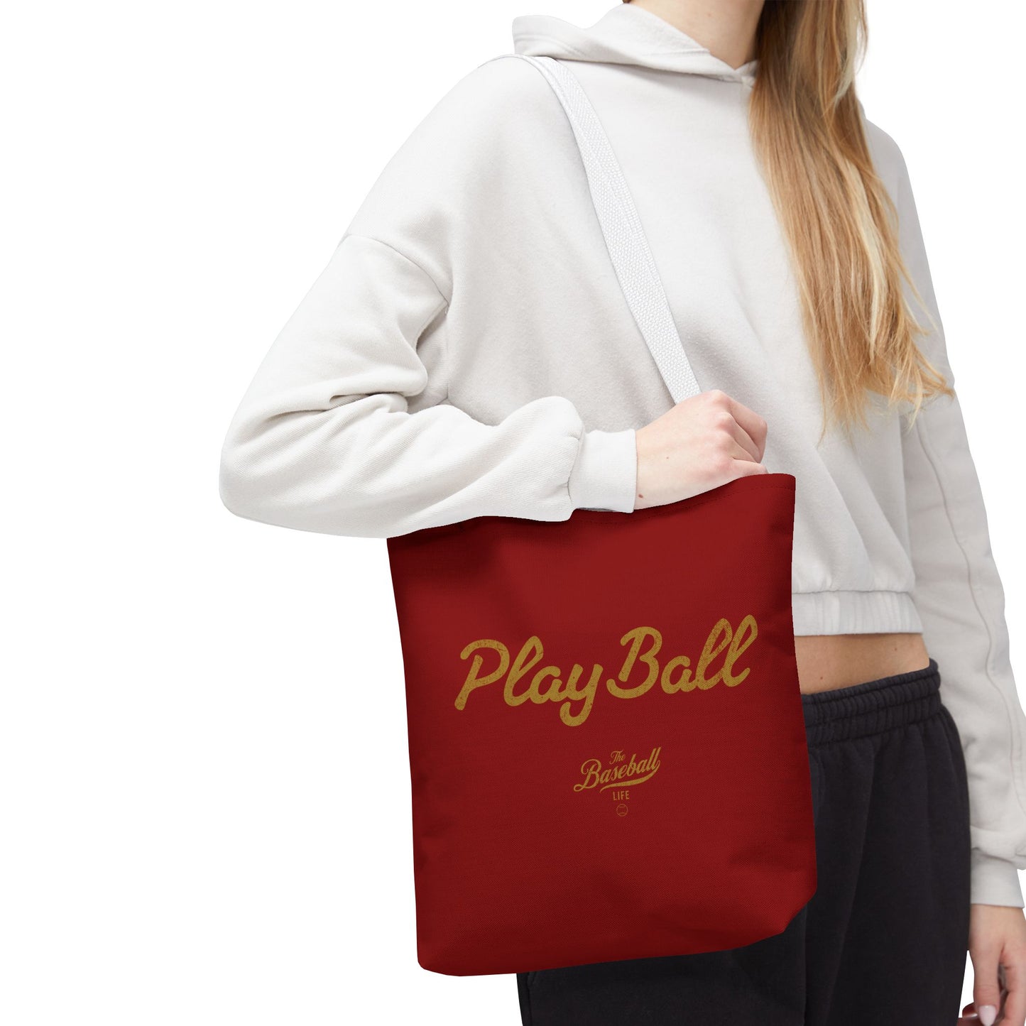 Play Ball Tote Bag_Maroon with Old Gold Print
