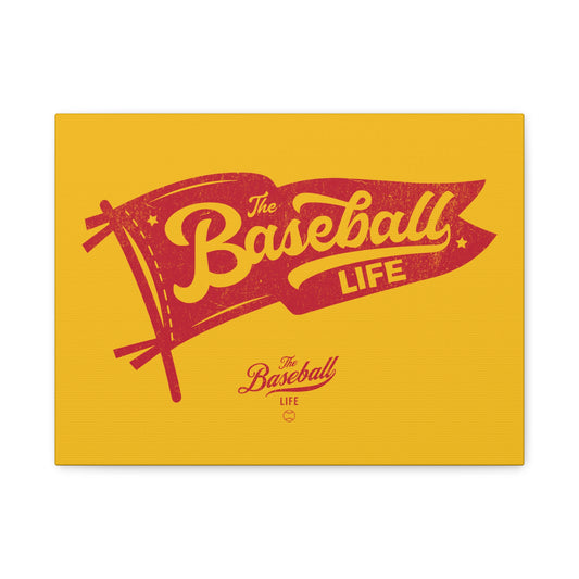 Classic Pennant Wall Art Canvas_Red Print on Yellow Gold