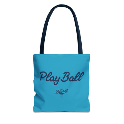 Play Ball Tote Bag_Turquoise with Navy Print