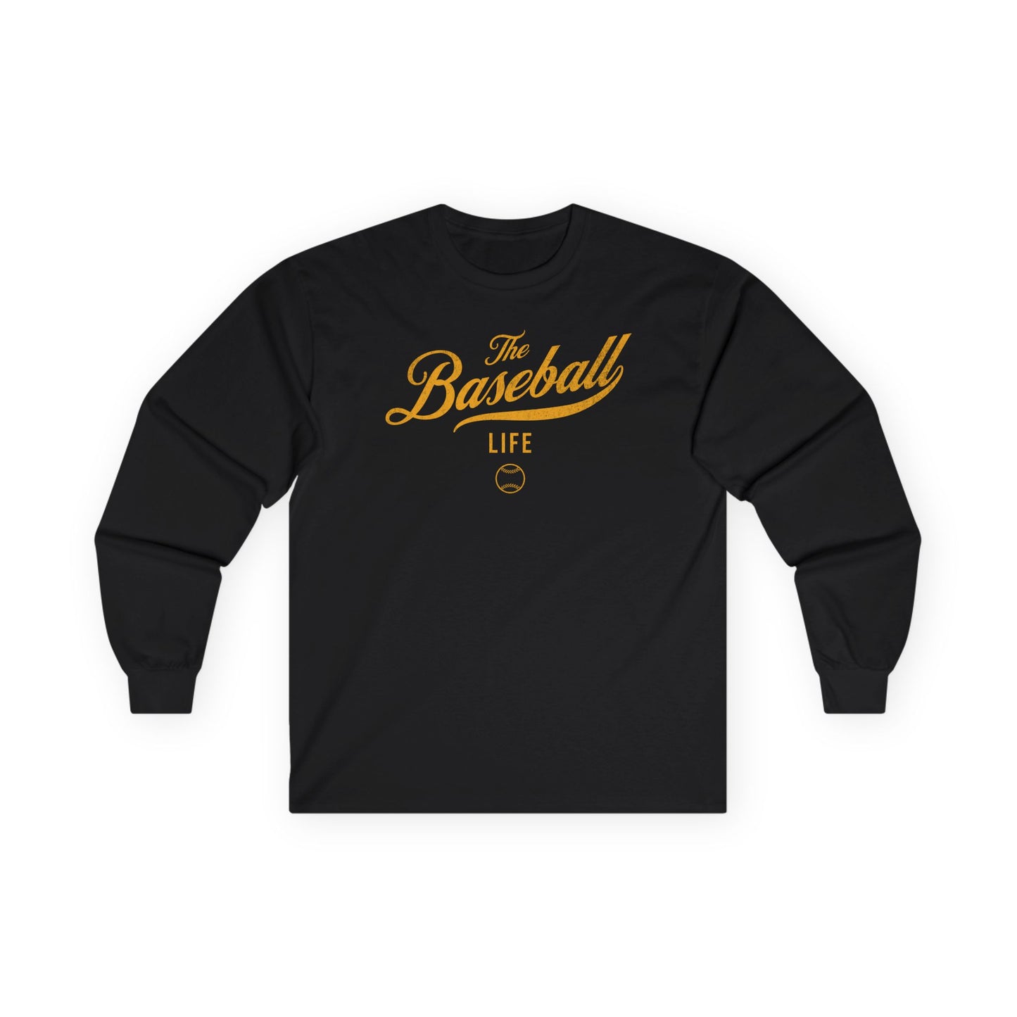 The Baseball Life Long Sleeve T-Shirt_Yellow Gold Print